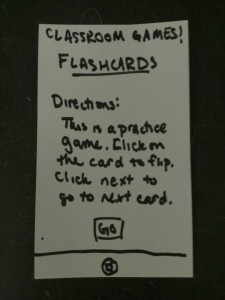 Directions for the flashcard game.