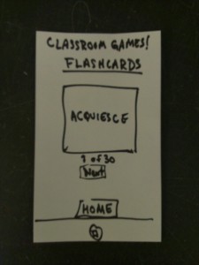 Flashcard game interface.