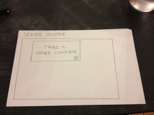 The confirmation screen for completing an order and sending it to the kitchen. 