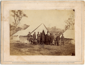 Alexander Gardner, Group of Pres. Lincoln, Gen. McClellan, and Suite. George McClellan Papers, Manuscripts Division. 