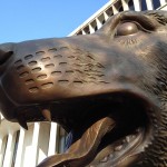 Close up of dog sculpture