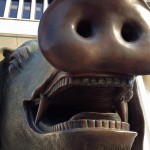 Close-up of pig sculpture