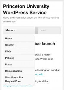 Minleven (Jetpack) mobile theme, expanded menu